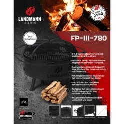 Landmann Feuerkorb Und Grill Industrial Design 2in1 Schwarz FP-III-780BKXX -Grillplatz Im Freien 698986 011011100 01