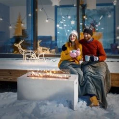 Amare Gas-Feuerstelle Für Den Außenbereich Weiß -Grillplatz Im Freien 765591 4655 04